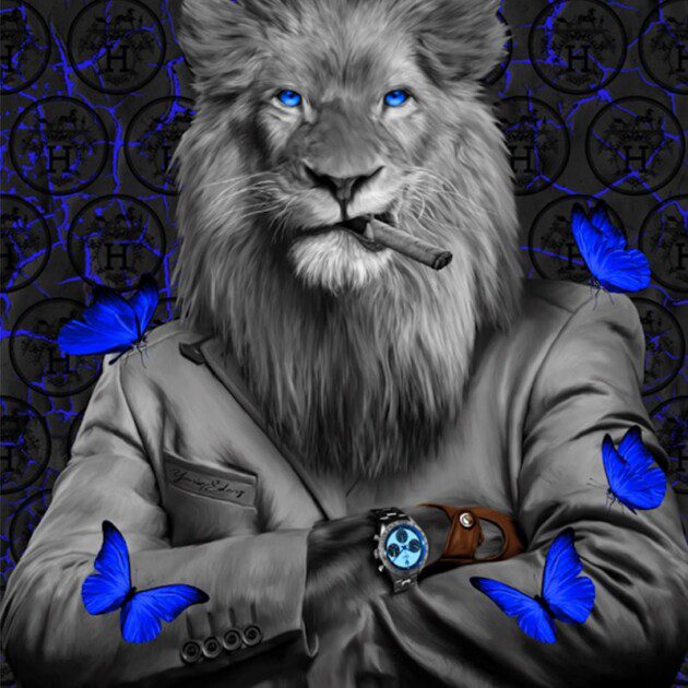 Lion Deep Blue Eyes